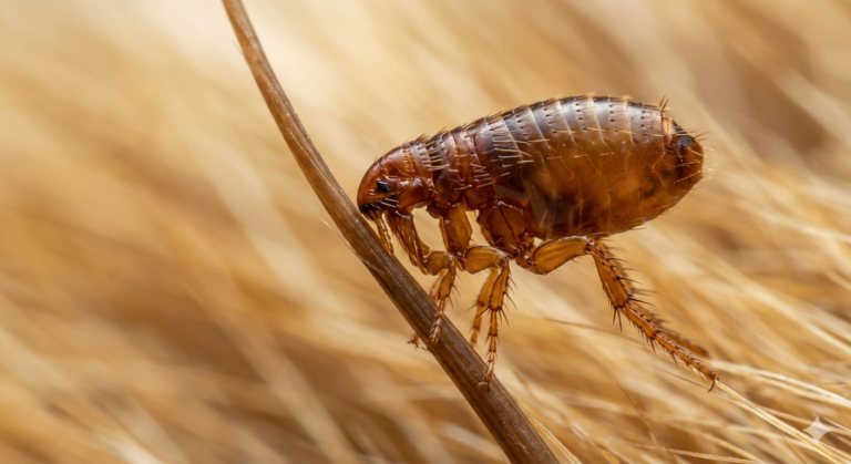 An up close picture of a flea